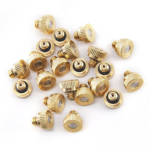 Brass Misting Nozzles for Outdoor Cooling System 22 pcs,0.012" Orifice (0.3 mm) 10/24 UNC by Aootech