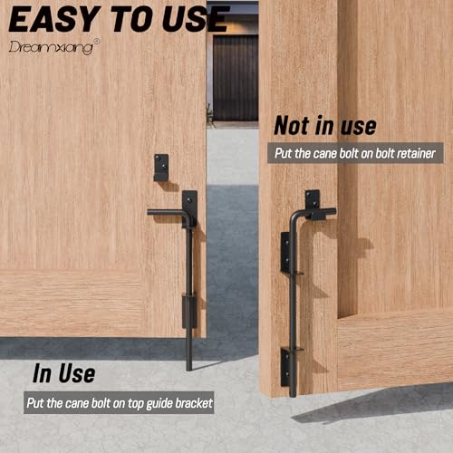 12" Heavy Duty Cane Bolt Gate Drop Rod Extra Thick Hardware Ground Latch for Wood PVC Vinyl Metal Fences Gates, Double Doors, Black Solid Steel-2 Pack - color: 12 Inch