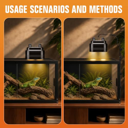 Happy Herps Dual Reptile Lamp Fixture with Independent Switches for pets | Independent switch, E26 ceramic socket, aluminum reflector, fully assembled, fits glass terrariums, 160W max - size: double
