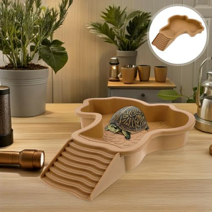 Large Turtle Basking Platform Turtle Tank Decoration for Reptile Bathing Pool and Stable Plastic Ramp, Spacious Surface Soaking and Sunbathing for Aquatic Reptiles and Geckos