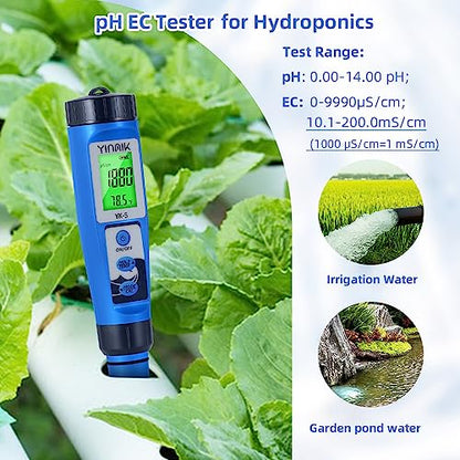 pH Salt Meter 5 in 1 pH TDS EC Salinity Tester for Pool Spa Aquarium | Swimming Pool Salinity Meter for Hydroponic Household Drinking Water Hot Tub Home Brewing Fish Tank… - color: 5 IN 1 Blue Color