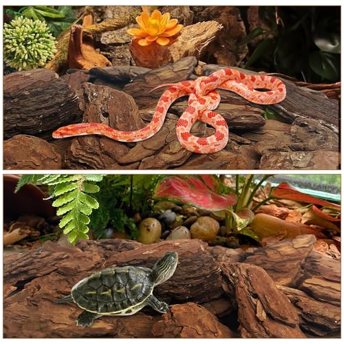 Hamiledyi Reptile Bark Bedding Tortoise Habitat Bedding Natural Wood Chips Terrarium Substrate Bearded Dragon Tank Accessories for Snake Box Turtle Gecko Hermit Crabs Pack of 2 (Large) - size: 2 Pcs-Large Reptile Bark Bedding