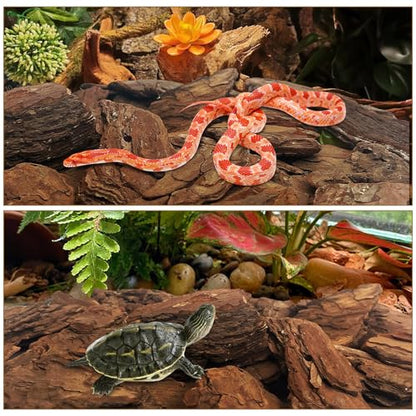 Hamiledyi Reptile Bark Bedding Tortoise Habitat Bedding Natural Wood Chips Terrarium Substrate Bearded Dragon Tank Accessories for Snake Box Turtle Gecko Hermit Crabs Pack of 2 (Large) - size: 2 Pcs-Large Reptile Bark Bedding