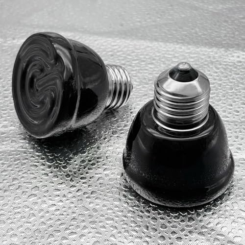 2Pcs 100W Reptile Ceramic Heat Emitter, No-Light Lamp for Pets | -pack 100W ceramic heat bulbs. Emits pure infrared heat, zero visible light. For reptiles, chicks, small pets. E26 base. - color: Black Mini 110v 100w