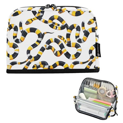 Snake Yellow Pencil Case Bag Boys Girls Large Pencil Pouch Pen Holder with Big Capacity For Women Men School Office Supplies