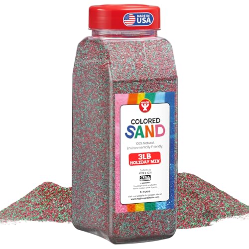 Hygloss Colored Sand – Holiday Red & Green Color Festive Craft Sand for Art, Christmas, Xmas Party, Winter Decor, Seasonal Projects, Kids Crafts – 100% Natural & Environmentally Friendly (3 lb Bottle) - color: Holiday Mix, size: 3-Pound