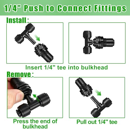 12 Pack 1/4" Bulkhead Fittings Push-to-Connect Fittings,6 Bulkhead Connectors 6 End Plugs,Reptile Mister System Quick Connect Fittings for Aquarium,Vivarium,Irrigation,Reverse Osmosis System - size: 12 Pack 1/4" Bulkhead Fittings Kit
