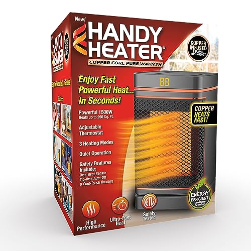 Ontel Handy Heater Copper Core Pure Warmth Ceramic Space Heater (1500 W), Adjustable Thermostat, Portable Heater for the Bedroom, Office, Garage & More, Quiet Small Space Heater - color: Copper Core