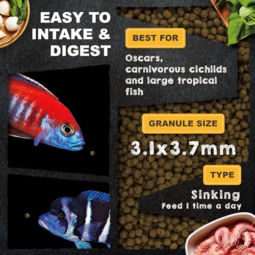 Ultra Fresh Cichlid Sinking Fish Food, Wild Sword Prawns, All Natural Ingredients, Carnivore Pellets for Large Cichlid and Tropical Fish, Royal Cichlid Premium Pellet 4.58 oz - size: 4.58 Ounce (Pack of 1)
