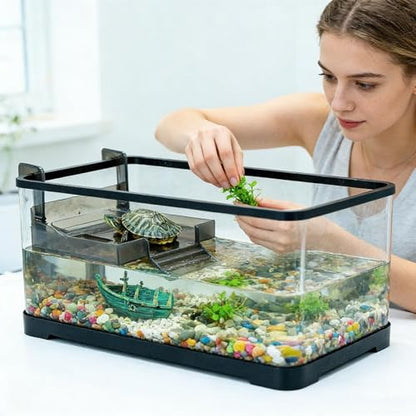 Turtle Dock For Aquarium: Animal Resting Land , Floating Sunbathing Ramp, Water Terrarium Step | Safe Galapagos Frog Salamanders Crabs Turtle Bal