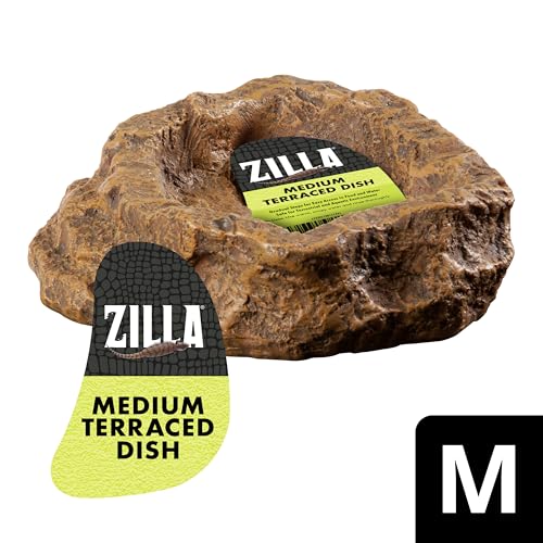 Zilla Terraced Dish, Reptile Feeding Dish, Stable and Spill-Resistant, Ideal for Geckos, Skinks, Snakes and Lizards, Medium - size: Medium