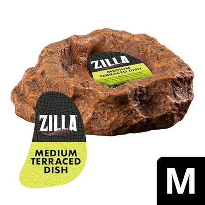 Zilla Terraced Dish, Reptile Feeding Dish, Stable and Spill-Resistant, Ideal for Geckos, Skinks, Snakes and Lizards, Medium - size: Medium