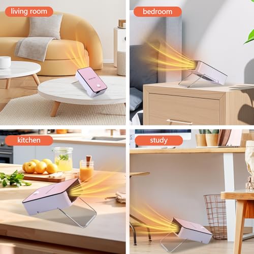 Portable Space Heater PTC Ceramic Electric Warmer Blower Desktop Heater | High Output Fan Warmers for Home Bedroom Office Desk Indoor Use (Pink)