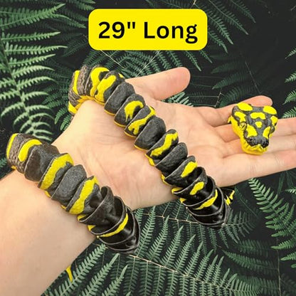 3D Printed Jungle Carpet Python - Articulating 3D Printed Snake - Jaw Opens - Eye Color Varies (29" Long)