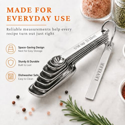 30PCS Measuring Cups and Spoons Set, 7 Nesting Measuring Cups, 18 Measuring Spoons and 5 Mini Spoons, Stainless Steel Kitchen Measuring Set for Dry and Liquid Ingredients, Perfect for Cooking & Baking - size: 30PCS Set