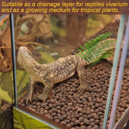 Reptile Substrate Clay Balls for Terrarium, 10 LBS | Organic Expanded Clay Pebbles, Moisturizing & Drainage False Bottom Substrate for Reptiles & Amphibians, Bioactive Substrate - color: 10LBS