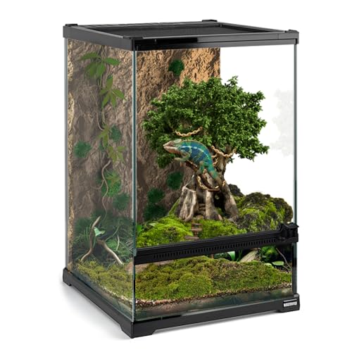 Mini Reptile Glass Terrarium Tank 8"x8"x12“ Full View with Front Opening Door and Enclosure Habitat Cage for Leopard Gecko Tarantula Young Lizard Hermit Crab Frog Insects Breeding Tank - size: 8x8x12 inch