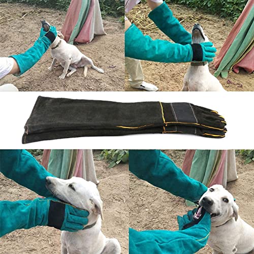 AOWPFVV Animal Handling Gloves Bite Proof for Dogs,Cats, 23.6in Large | Falconry,Birds,Snake,Reptile,Vets, Groomers & Animal Control - color: Black Size Large 23.6in