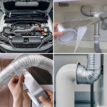 Aluminum Foil Heat Shield Tape, Silver Self-Adhesive Heat Shield ReflectiveTape, Fiberglass Heat Shielding Foil Tape for Hose and Auto Use (3in*66ft) - color: Silver, size: 3in-66FT