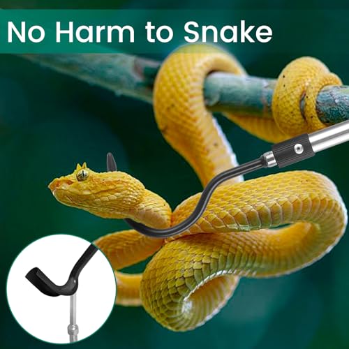 Snake Hook, 35"-65" Reptile Snake Hook Heavy Duty Long for Ball Python Rattlesnakes Rattle Copperhead Removal with Sponge Grip and Stainless Steel Rubber Tip Hook - size: 60inch