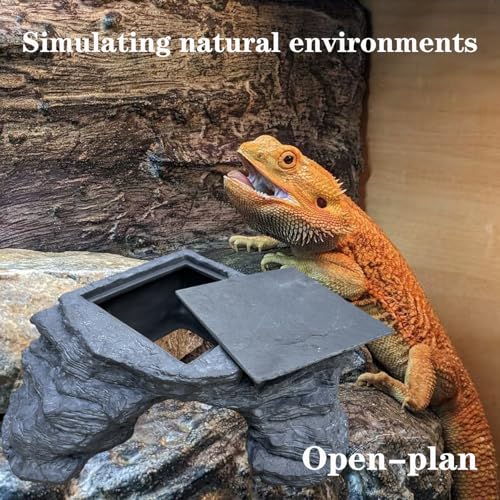 X-Large Bearded Dragon Basking Platform, Lizard, Snake or Reptile Hide with Heat Storage Slate Stone, 13x12x5 Inch Oversized Gecko Hide Cave - size: XL / 13x12x5 Inch
