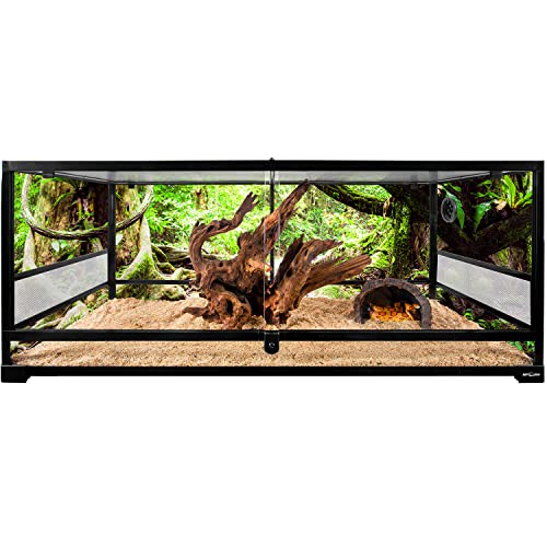 REPTI ZOO Reptile Tempered Glass Extra-Long Terrarium Habitats 48" x 18" x 18" Reptile Amphibians Large Enclosure for Snake/Bearded Dragon/Lizard ect. - size: 48" x 18" x 18"
