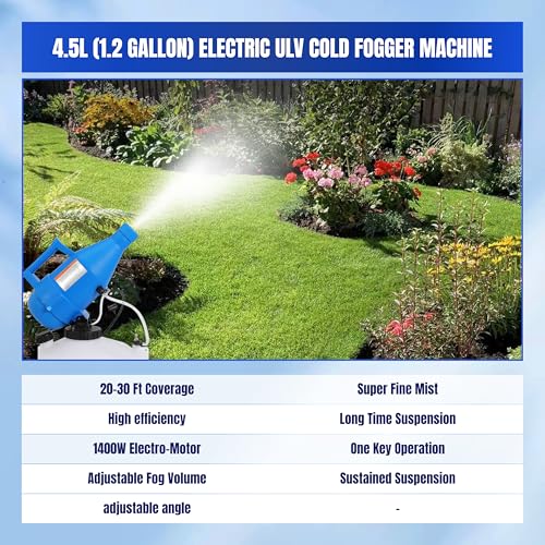 4.5L Electric ULV Fogger Sprayer 1.2 Gallon Portable Cold Mist Machine Spraying 30ft Spray Distance for Home, Yard, School, Garden, Church, Hotel, 2 Pack - color: 4.5L Spray Machine-2Pack