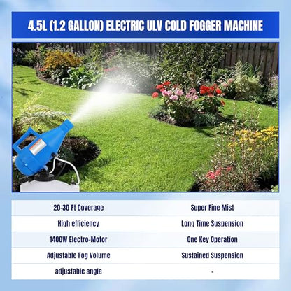 4.5L Electric ULV Fogger Sprayer 1.2 Gallon Portable Cold Mist Machine Spraying 30ft Spray Distance for Home, Yard, School, Garden, Church, Hotel, 2 Pack - color: 4.5L Spray Machine-2Pack