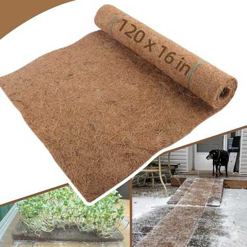 Coco Liner Roll 16x120 Inch Natural Coconut Fiber Mat for Planters - size: 16in X 120in