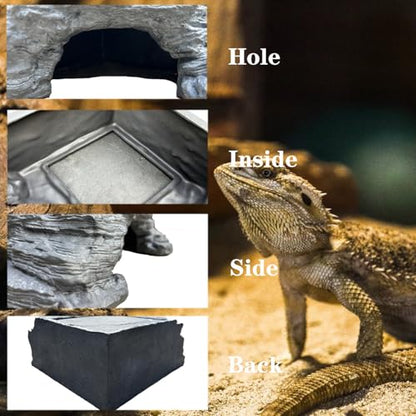 X-Large Bearded Dragon Basking Platform, Lizard, Snake or Reptile Hide with Heat Storage Slate Stone, 13x12x5 Inch Oversized Gecko Hide Cave - size: XL / 13x12x5 Inch
