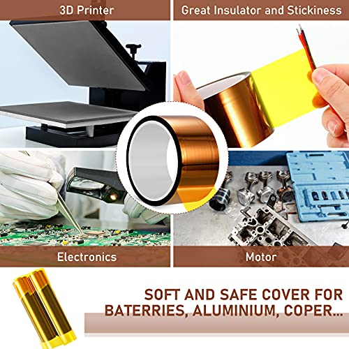 Outus 2 Pcs Heat Tape High Temperature Polyimide Tape 500°F,2''X 108ft | for Soldering Electrical, 3D Printing Masking, Sublimation Transfer, Insulation Protection, Heat Resistant Adhesive Film - size: 2''X 108ft