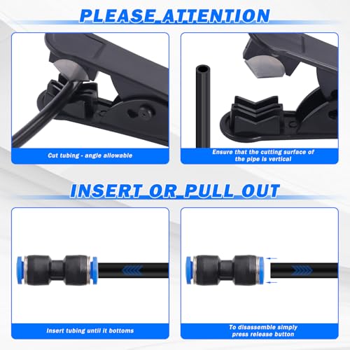 1/4" Air Line Tubing Kit,100 FT(30m)1/4 Inch DOT Air Line SAE j844 PA Nylon Air Hose Quick Connect Fittings with Cutter and Teflon Tape,1/4" Air Hose Kit for Pneumatic System Or Fluid Transfer(27 PCS) - size: 27PCS & 100FT 1/4" Air Line