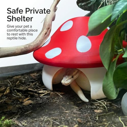 Mushroom Reptile Hide for Tortoise and Small Pets,Tortoise Hide Shelter with Cute Design, Reptile Hide Box for Vivarium (Medium:12cm*8.8cm) - size: medium:12cm*8.8cm