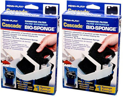 Penn-Plax Cascade 500/350 GPH Canister Filter Aquarium Bio Sponge Replacement, 2 Pack - size: Cascade 500/350 Replacement Bio-Sponge (Pack of 2)
