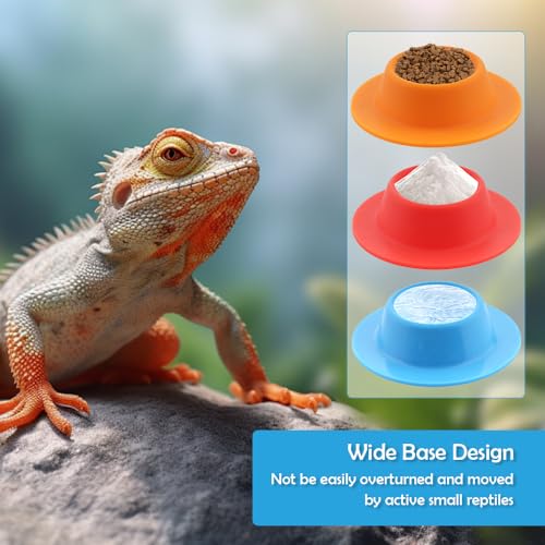 4 Pack Gecko Calcium Dish Small Reptile Food and Water Bowl Silicone Shallow Feeder for Reptile Lizard Gecko Frog Snake Turtle