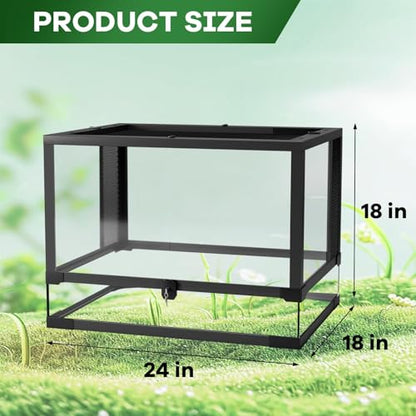 24"X18"X18" Reptile Terrarium, Front Opening Reptile Glass Tank with Mesh Top & Lock, Vertical Arboreal Enclosure for Jumping Spiders, Tarantulas, Frogs & Small Geckos Black