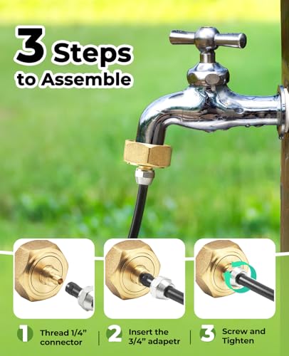 US Standard Faucet Adapter, 3/4'' to 1/4'' Hose Adapter | Convert 3/4" Female Hose Thread Bib to 1/4" Tubing, 2 Brass Adapters with 4 Washers