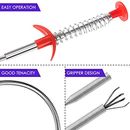 Drain Snake, Drain Clog Remover - Gutter Cleaning Tools Drain Cleaner for Toilet Sewer Shower Kitchen Bathroom Tub Clogged Drains Opener Cleaning Tool, Flexible Grabber Claw Pick Up Reacher (24 inch) - size: 24 inch。