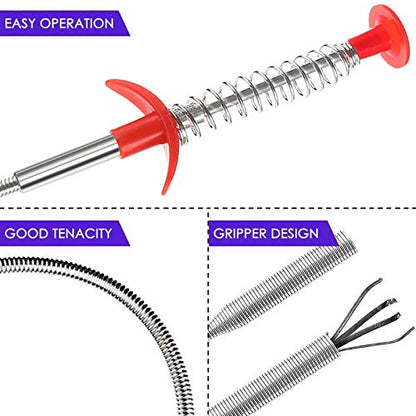 Drain Snake, Drain Clog Remover - Gutter Cleaning Tools Drain Cleaner for Toilet Sewer Shower Kitchen Bathroom Tub Clogged Drains Opener Cleaning Tool, Flexible Grabber Claw Pick Up Reacher (24 inch) - size: 24 inch。
