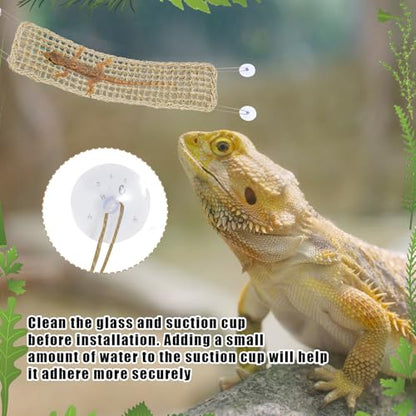 3 Pieces Bearded Dragon Hammock Reptile Hammock Lizard Climbing Lounger with 12 Metal Buckles 12 Suction Cups Tank Accessories Jungle Toys for Hermit Crab Gecko Snake Iguana Amphibian Habitat