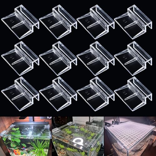 NestBasics 12pcs Transparent Aquarium Lid Clips,Rimless Fish Tank Glass Cover top Support,Aquarium Hood Holder, Aquarium top Clips,fit 8-10mm Thickness Glass(Transparent, 12pcs 8-10mm Clips) - color: Transparent, size: 12pcs 8-10mm clips