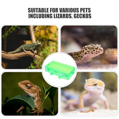 Reptile Feeding Trough and Water Dish with Anti-Escape Design, Large Green Non-Escape Food Bowl for Bearded Dragons, Geckos, Snakes, Suitable for Terrariums and Reptile Tanks