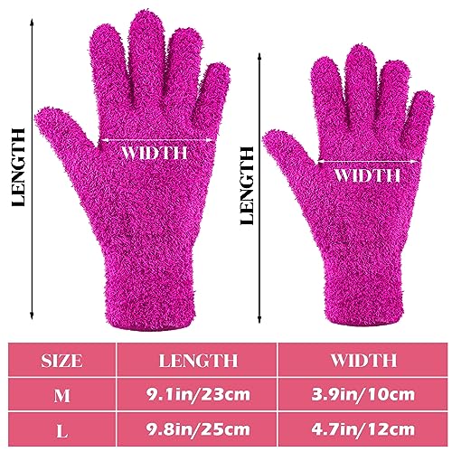 4 Pairs Microfiber Dusting Gloves Washable Reusable Cleaning Gloves Mittens for Plants House Cleaning Car Blinds - color: Purple, Blue, Rose Red, Black, size: Large