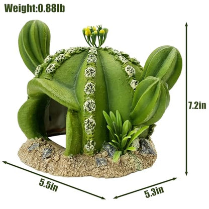 kathson Reptile Tank Decor Lizard Hide and Cave Plants Terrarium Decorations Resin Cactus Desert Aquarium Tank Habitat Accessories for Bearded Dragon Chameleon Leopard Gecko Snake Fish (Ball Cactus) - style: Style B