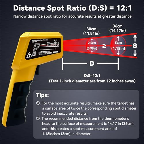 Infrared Thermometer Temperature Gun - 58 ℉~1022 ℉ (- 50 ℃~550 ℃) Non-Contact Digital Laser Infrared Ir Thermometer for Cooking, Barbecue, Food, Repair, Pet Care and Home Use(Yellow) - color: Yellow