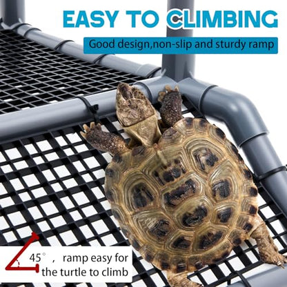 Adjustable X-Large Turtle Basking Platform, 19″ Wider Hanging Turtle Dock, DIY Ramp with PVC Pipes and Suction Cups Basking Area for Aquarium Tank 40/50/65/75/90 Gallon, Tank Accessories - style: Classic