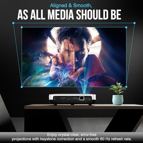 4K S7 Projector with Wi-Fi and Bluetooth, 3840 X 2160 Resolution, 7000 Lumens, Actual 3D, LED DLP Display, Ceiling/Floor Mount, HDMI for TV, Laptop, Mobile, 2GB RAM 32GB ROM