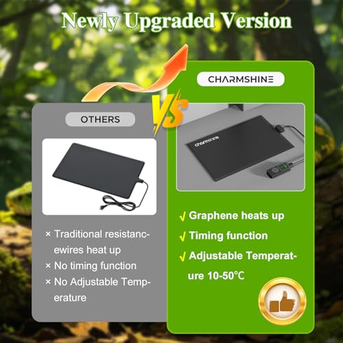 6 by 8-inch 7W Reptile Heating Pad Graphene with Temperature Control Reptile Tank Heat Pad Terrarium Under Tank Heater Mat for Snake Lizard Hermit Crab Reptiles Turtle Thermostat - size: 6"x8" 7W