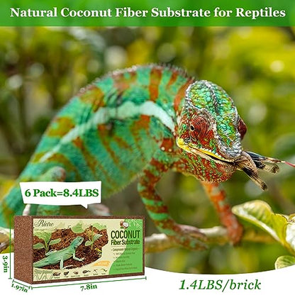 Riare 6 Pack Natural Coconut Fiber Substrate for Reptile- Premium Compressed Coconut Husk Terrarium Bedding for Reptile, Tortoise, Frogs, Snakes Hermit Crabs, Burrowing Animals - color: 6 Pack