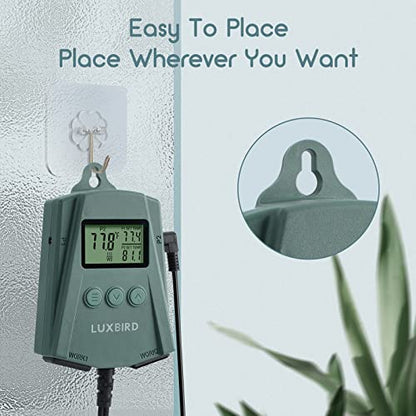 LUXBIRD Digital Temperature Controller LB-2SC, Thermostat Outlet for Reptile Terrarium Greenhouse Grow Tent, 2-Year Warranty, 2-Year Warranty (Green)